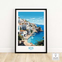 Kos Greece Poster Art Print Travel Print  Home Dcor Poster Gift  Digital Illustration Artwork  Birthday Present