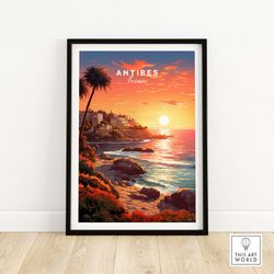 Antibes Print Travel Poster  Birthday present  Wedding anniversary gift  Best Gift for Her  Pesonalized Wall Art Gift fo