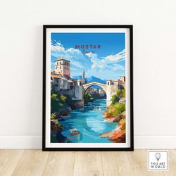Mostar Poster Travel Poster  Birthday present  Wedding anniversary gift  Best Gift for Her  Pesonalized Wall Art Gift fo