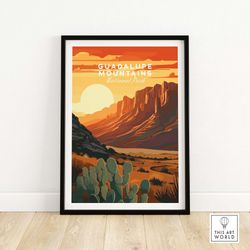 Guadalupe Mountains National Park Poster Art Print Travel Print  Home Dcor Poster Gift  Digital Illustration Artwork  Bi
