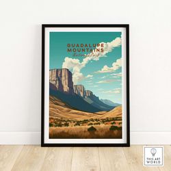 Guadalupe Mountains Poster National Park Art Print Travel Print  Home Dcor Poster Gift  Digital Illustration Artwork  Bi