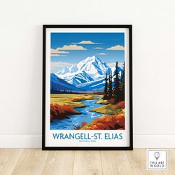 Wrangell-St Elias National Park Wall Art Art Print Travel Print  Home Dcor Poster Gift  Digital Illustration Artwork  Bi