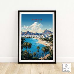 Muscat Poster Oman Art Print Travel Poster  Home Gift Birthday present Wedding anniversary Wall Dcor  Personalized Illus