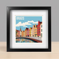 Bruges Travel Poster, Tourist Location, Windows Edition, High Resolution Digital Download, Easy Print, Wall Decor, Uniqu