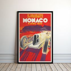MONACO Poster, Country Print, Wall Art, Car Print, Printable Art, Travel Print, Home Decor, Travel Poster, Gifts For Her