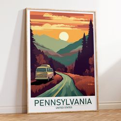 Pennsylvania Poster, Travel Art, Poster Print, Digital Art, Wall Art, Instant Download, Home Decor, Gift, Gifts For Her,