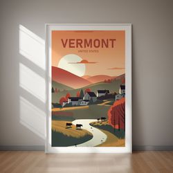 VERMONT Poster, Travel Art, Poster Print, Digital Art, Wall Art, Instant Download, Home Decor, Holiday Gift, Gifts For H