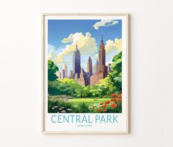 new york central park travel poster, central park travel poster print, manhattan new york wall art, wall art gallery, ne