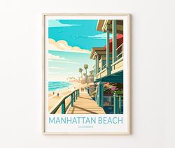 manhattan beach travel print wall art, manhattan beach california travel poster, los angeles wall art, traveler home dco