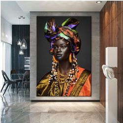 african woman canvas print - african woman wall art - ethnic woman canvas art - african home decor - african woman wall