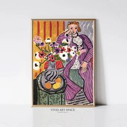 Henri Matisse Purple Robe and Anemones  Fauvism Woman Portrait Painting  Modern Art Print  Printable Wall Art  Digital D