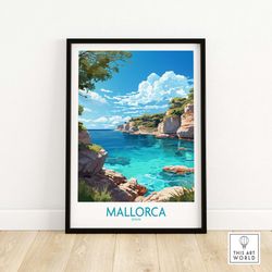 Mallorca Poster Travel Print  Home Dcor Poster Gift  Digital Illustration Artwork Wall Hanging  Framed & Unframed Print
