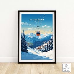 Kitzbuhel Art Print Poster, Beautiful Alpine View, Ideal for Home Decoration, Perfect Birthday Gift for Travel Enthusias