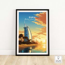 Dubai Poster Art Print Travel Poster  Home Gift Birthday present Wedding anniversary Wall Dcor  Personalized Illustratio