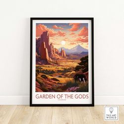 Garden of the Gods Poster  Art Print Travel Print  Home Dcor Poster Gift  Digital Illustration Artwork  Unique Holiday G