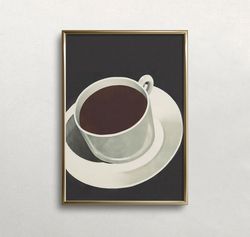 black coffee art, vintage wall art, coffee bar decor, muted neutral colors, kitchen wall decor