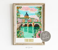 toulouse poster france poster modern wall art maximalist decor toulouse france travel poster french decor europe wall ar
