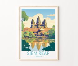 Siem Reap Cambodia Travel Poster Wall Art, Siem Reap Cambodia Travel Poster, Siem Reap Travel Illustrations Poster, Trav