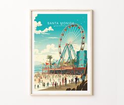 Santa Monica California Travel Poster Wall Art, Minimalist Travel Poster, California Travel Poster, Los Angeles Travel H