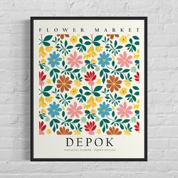 Depok Indonesia Flower Market Art Print, Depok Flower Poster Wall Art