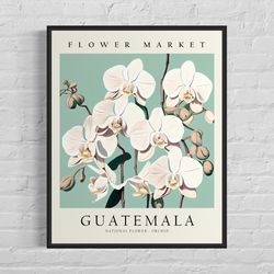 Guatemala Flower Market Art Print, Guatemala Flower, Orchid Wall Art, Botanical Pastel Artwork