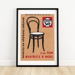 Curved Back Chair - Matchbox Print - Aesthetic Wall Art - Vintage Art - Matchbox Wall Poster - Vintage Poster Print