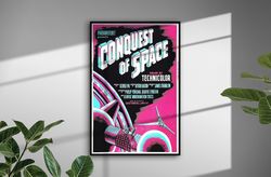 Conquest of Space in Pink and black Vintage Poster print aliens