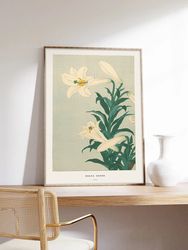 Japanese print, Lilies poster, Japan poster, Ohara Koson, Nature poster, Art print on museum quality paper