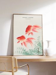 Japanese print, Two Goldfish poster, Japan poster, Ohara Koson, Nature poster, Art print on museum quality paper
