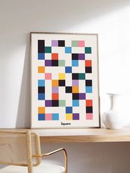 Bauhaus poster, Colorful poster, Checkerboard, Minimalist poster, Abstract art, Museum quality art printing on paper-3