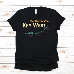 Key West Map Shirt, Florida Keys Islands Beach Vacation Tank Top, Ocean Lover Crop Tee Summer Rainbow T Shirts, Vacation