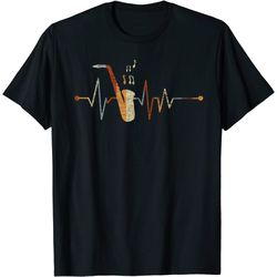 retro heartbeat saxophone t-shirt