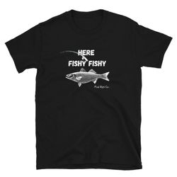 here fishy striped bass shirt, mens fishing t shirt, funny fishing shirt, fishing graphic tee