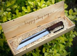Viking Seax Knife with Leather cover, Hand Forged Sharp Hunting Knife for Camping,gift for Men / Women on Anniversary