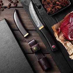 Damascus Multifunctional Knife, Handle Meat Pocket Knife, Cutting Meat Steak, Outdoor Fruit Knife