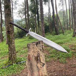 Custom Handmade Carbon Steel Blade Celtic Leaf Sword- Hunting - Camping Sword,hunting sword,gift for her