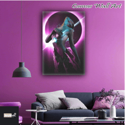 Neon Pattern Silhouette Modern Decorative Roll Up Canvas, Stretched Canvas Art, Framed Wall Art Painting