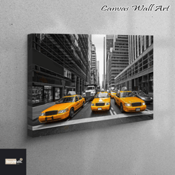 taxi of new york canvas, new york wall art, yellow taxi canvas, office canvas canvas, view wall hangings, modern decor a
