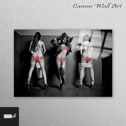 Tempered Glass, Glass Decor, Glass Wall Art, Naked Girls on Toilette, Sensual Photo Tempered Glass, Naked Girls on Toile