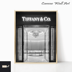 tiffany & co high fashion boutique black and white vintage retro photography luxury girls room wall art decor canvas can