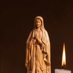 Our Lady of Lourdes Wooden Catholic Statue Religious Gifts Our Lady of Guadalupe Custom Gift Handmade Home Decor