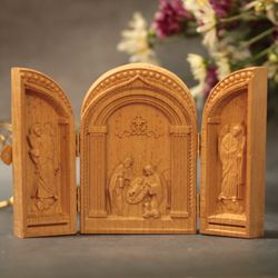 Nativity Triptych Holy Trinity- Archangel Michael- Archangel Gabriel Christmas Gift Ideas Catholic Home Decor Prayer