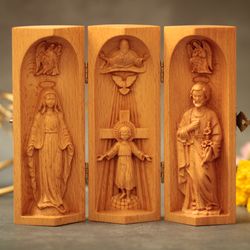 Handmade Prayer Altar Catholic Wooden Religious Gifts Catholic Altar Catholic Triptych Housewarming Gifts Catholic Gifts