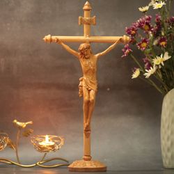 Jesus Christ Crucifix Catholic Cross Wall Crucifix Wooden Religious Gifts Prayer Altar Hanging Ornament Religious Artwor