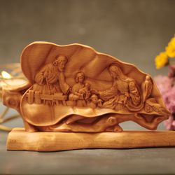Holy family figurine, Religious home decor Catholic statue, Religious Catholic Statue, Wooden Religious Gifts, Wood Carv