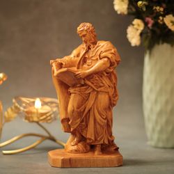 St. Matthew the Apostle Statue Wood Carving Home Decor Jesus Wood Statue Religious Artwork Handmade Home Decor
