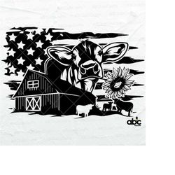 USA Cow Farm Svg File | US Cow Svg | Farmer Svg | Farm Animal Svg | Family Farm Svg | Png DXF Jpg Eps File for Cricut Si