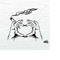 Heart Hand Sign Weed Svg File | Heart Weed Svg | Smoking Weed Svg | Dope Girl Svg | Weed Svg | Cannabis Svg | Marijuana