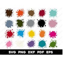 Color Paint Splatter Patterns Bundle 1 | svg png dxf eps pdf | vector graphic cut print dye sub laser engrave clip art c