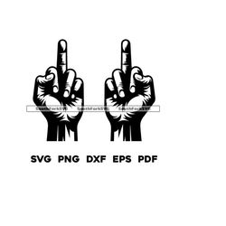 Middle Fingers Pair Both Hands svg png dxf eps pdf | vector graphic cut file laser clip art instant digital download com